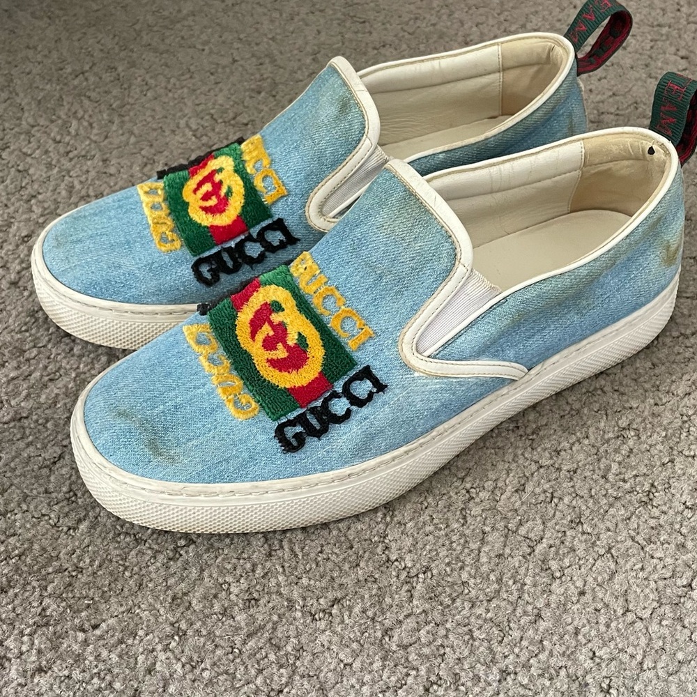 Gucci Denim Slip-On Shoes